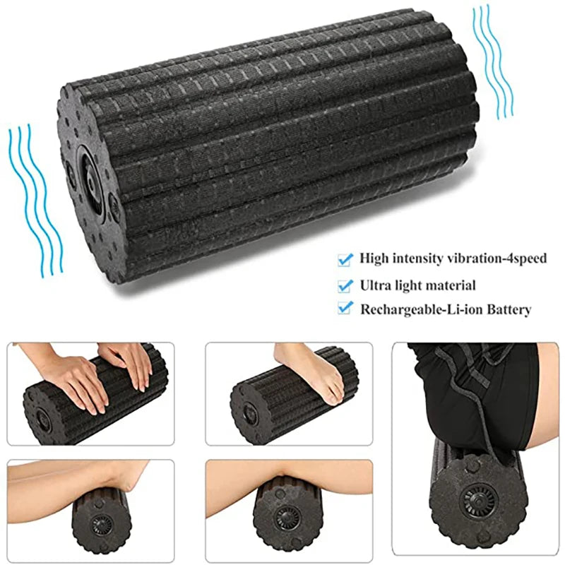 Revive Rollers  Electric Vibration Massage Foam Roller – Rechargeable Deep Tissue Yoga Column for Muscle Recovery & Pain Relief